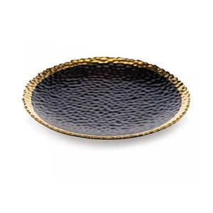 HowHomely Jídelní talíř KATI 25 cm černá/zlatá obraz