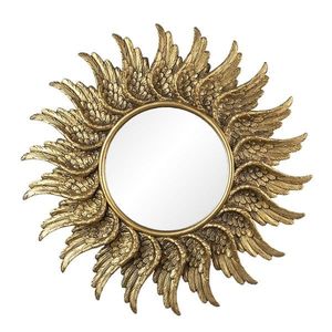 Zlaté zrcadlo v rámu z andělských křídel - Ø 47*3 cm 62S229 obraz