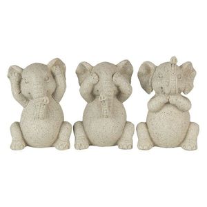 Dekorativní béžové sošky slonů - 19*6*10 cm 6PR4680 obraz