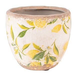 Béžový keramický obal na květináč s citróny Lemonio XS - Ø12*11 cm 6CE1529XS obraz