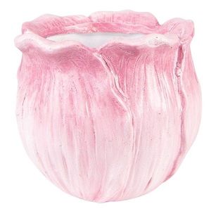 Růžový keramický obal na květináč ve tvaru květu tulipánu - Ø 12*10 cm 6PR3624 obraz