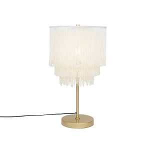 Orientální stolní lampa zlatého krémového stínu s třásněmi - Franxa obraz
