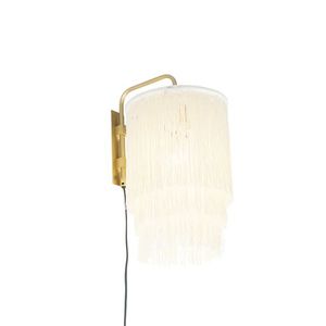 Orientální nástěnná lampa zlatého krémového odstínu s třásněmi - Franxa obraz