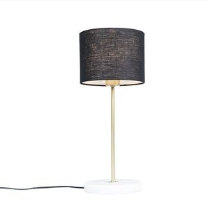 Mosazná stolní lampa s černým odstínem 20 cm - Kaso obraz