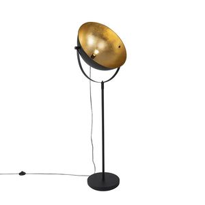 Průmyslová stojací lampa černá 50 cm se zlatem nastavitelná - Magnax obraz