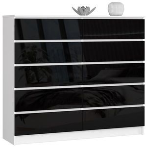 Ak furniture Komoda Kuba 140 cm 10 šuplíků bílá/černá obraz