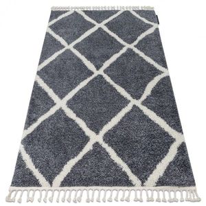 Dywany Lusczow Kusový shaggy koberec BERBER CROSS šedý, velikost 140x190 obraz
