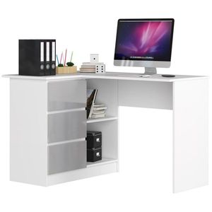 Ak furniture Rohový psací stůl B16 124 cm bílý/šedý levý obraz