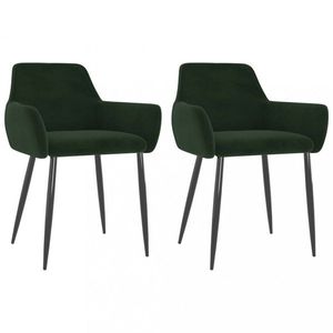 Jídelní židle 2 ks samet / kov Dekorhome Tmavě zelená, Jídelní židle 2 ks samet / kov Dekorhome Tmavě zelená obraz