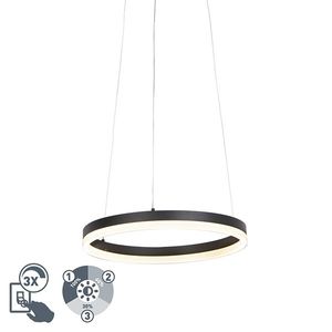 Designová kruhová závěsná lampa černá 40 cm včetně LED a stmívače - Anello obraz