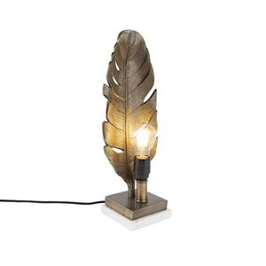 Art deco stolní lampa bronzová s mramorovou základnou - Leaf obraz