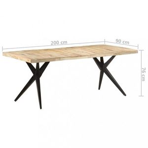 Jídelní stůl masivní dřevo / ocel Dekorhome 200x90x76 cm, Jídelní stůl masivní dřevo / ocel Dekorhome 200x90x76 cm obraz