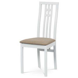 Dřevěná židle JARED, bílá/potah béžový obraz