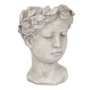 Šedý cementový květináč hlava ženy M - 16*15*21 cm 6TE0291M obraz