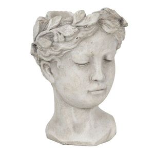 Šedý cementový květináč hlava ženy S - 12*11*16 cm 6TE0291S obraz