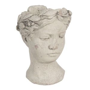 Šedý antik cementový květináč hlava ženy - 18*17, 5*25, 5 cm 6TE0307 obraz