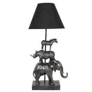 Stolní lampa s černým stínidlem a dekorací zvířat Safari - 32*27*65 cm 5LMC0003 obraz