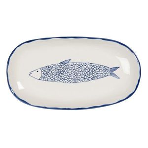 Keramický servírovací talíř s modrým dekorem ryby Atalante - 30*16*3 cm 6CE1245 obraz