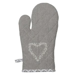 Šedá bavlněná chňapka - rukavice se srdíčkem Lovely Heart - 16*30 cm LYH44 obraz
