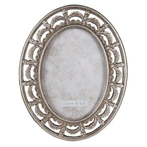 Stříbrný antik oválný fotorámeček se zdobným okrajem - 20*1*25 cm / 13*18 cm 2F0926 obraz