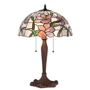 Růžovo-fialová stolní lampa Tiffany s květy Violé - Ø 40*60 cm E27/max 2*60W 5LL-1202 obraz