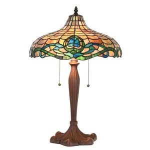 Hnědá stolní lampa Tiffany Vaganto - Ø 41*60 cm E27/max 2*60W 5LL-1208 obraz