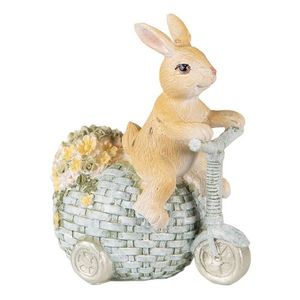 Dekorace soška králík na vajíčku tříkolce - 11*8*13 cm 6PR3836 obraz