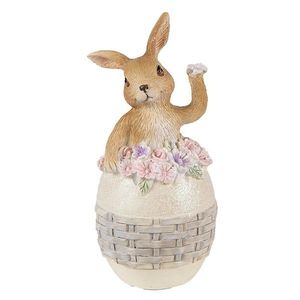 Dekorace soška králík ve vajíčku s květinami - 6*6*13cm 6PR3832 obraz
