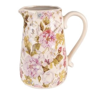 Béžový keramický dekorační džbán s květy Lovely Flowers - 20*14*23 cm 6CE1559L obraz