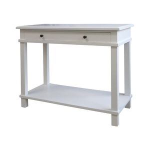 Bílý dřevěný retro stolek se šuplíkem Fabrio - 100*44*81 cm 40028801 (40288-01) obraz