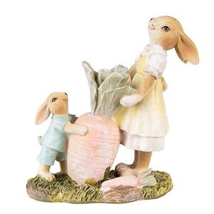 Velikonoční dekorace králíci tahající mrkev - 12*6*13 cm 6PR3844 obraz
