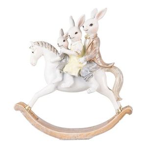 Velikonoční dekorace králičí rodinka na houpacím koni - 19*6*20 cm 6PR3855 obraz