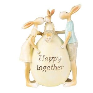 Velikonoční dekorace králíčci u vajíčka Happy together - 13*9*17 cm 6PR3856 obraz