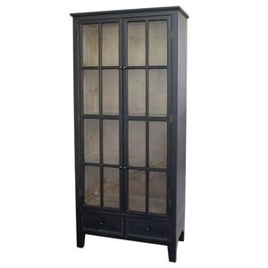 Černá antik dřevěná skříň / vitrína s policemi Floriette - 105*40*200 cm 40039524 (40395-24) obraz
