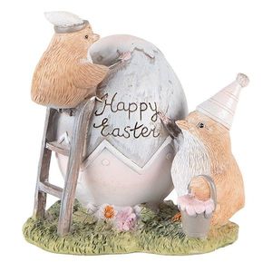 Velikonoční dekorace kuřátek u vajíčka Happy Easter - 12*9*12 cm 6PR3824 obraz