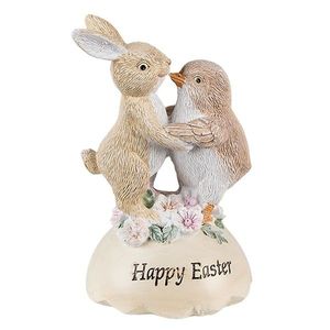 Velikonoční dekorace králíček s kuřátkem Happy Easter - 8*8*13 cm 6PR3826 obraz
