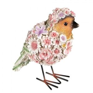 Dekorativní soška ptáčka posetého květinami - 11*17*18 cm 6PR4873 obraz