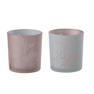 2ks růžový a modrý skleněný svícen na čajovou svíčku Sakura - Ø 7*8 cm 21809 obraz