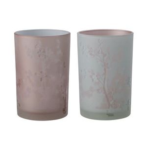 2ks růžový a modrý skleněný svícen na čajovou svíčku Sakura - Ø 12*17cm 21811 obraz