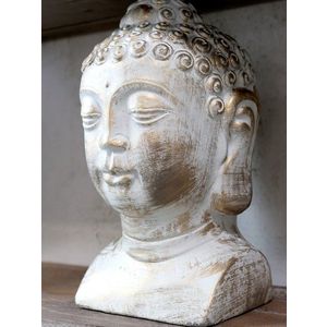 Bílo - zlatá antik dekorace hlava Buddha Vittel - 13*13*26cm 39070419 (39704-19) obraz