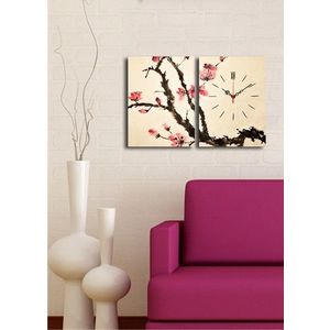 Wallity 2 dílné dekorativní nástěnné hodiny Tree krémovo-růžové obraz