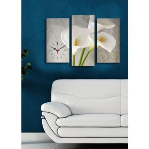 Wallity 3 dílné dekorativní nástěnné hodiny Kala šedobílé obraz