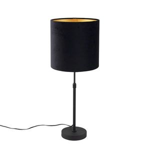 Stolní lampa černá s velurovým odstínem černá se zlatem 25 cm - Parte obraz