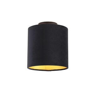 Stropní lampa s velurovým odstínem černá se zlatem 20 cm - černá Combi obraz
