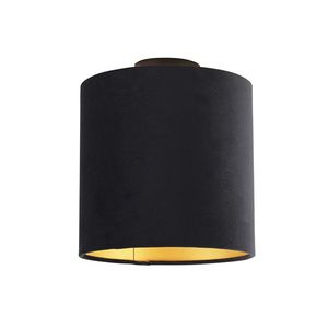 Stropní lampa s velurovým odstínem černá se zlatem 25 cm - černá Combi obraz