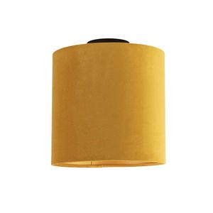 Stropní lampa s velurovým odstínem okrová se zlatem 25 cm - černá Combi obraz