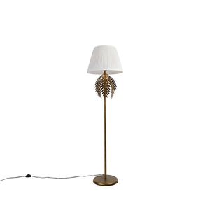 Vintage stojací lampa zlatá se skládaným odstínem bílá 45 cm - Botanica obraz