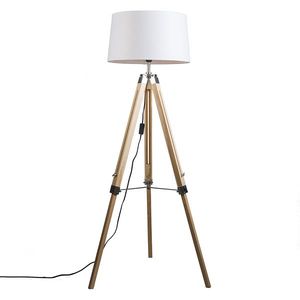 Stojací lampa přírodní s odstínem bílého lnu 45 cm - Stativ obraz