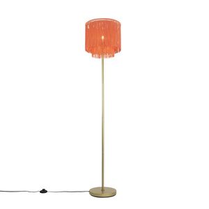 Orientální stojací lampa zlatožluté odstín s třásněmi - Franxa obraz