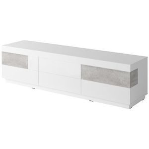 HELVETIA Tv stolek SOLO 40 bílá / bílý lesk / beton 206x54x50 bílá / bílý lesk / beton obraz
